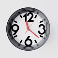 Round Wall Clock With Black Frame White Dial And Red Hands 3d model