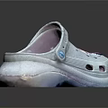 Kids Clogs With White Upper Pink Decorations Cartoon Design And Purple Insole
