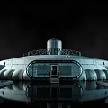 Sci Fi Futuristic Circular Structure With Top Tower And Surrounding Square Panels 3d model