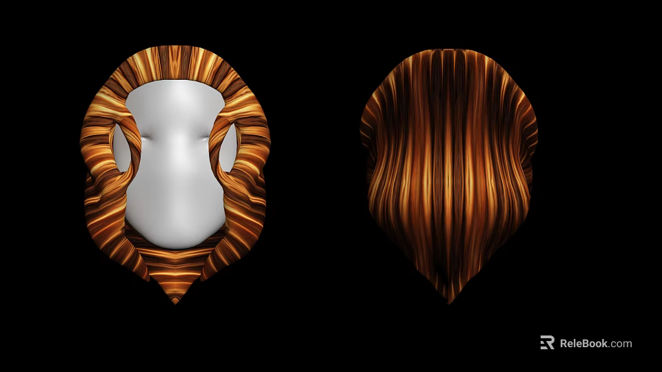 Brown Gold Mane Game Movie Character Head Design With White Front Back Textures 3d model 