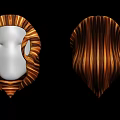 Brown Gold Mane Game Movie Character Head Design With White Front Back Textures