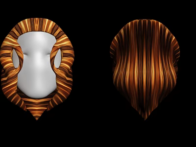 Brown Gold Mane Game Movie Character Head Design With White Front Back Textures 3d model