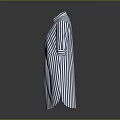 Blue And White Striped Collared Shirt Dress With Three Quarter Sleeves Classic Design