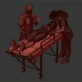 Medical Team Assisting Patient During Examination On Stretcher With Mirror