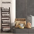 Stylish Bathroom Accessories With Ladder Shelf Storage Baskets And Towels For Organization