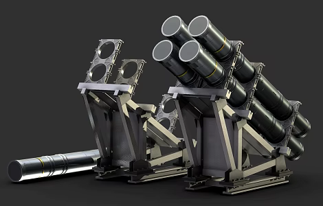 Multi-barrel rocket launcher air defense system 3d model