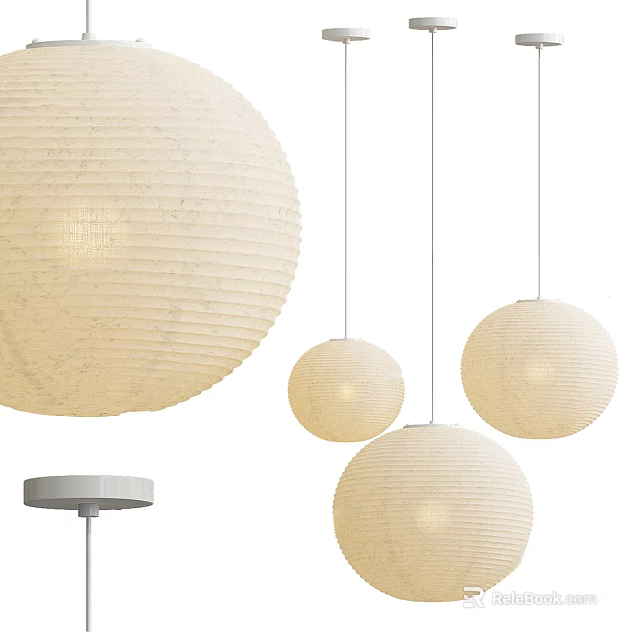 Hanging Paper Spherical Pendant Lights In Various Sizes For Home Interior 3d model