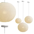 Hanging Paper Spherical Pendant Lights In Various Sizes For Home Interior 3d model