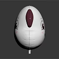 Cartoon Dog Head Balloon With White Body Purple Ears Big Eyes And Pink Blush