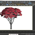 Vibrant Red Leaf Arbor With Lush Foliage And Gray Trunk