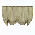 Beige Vertical Striped Curtains With Pleated Top Short Window Treatment Design