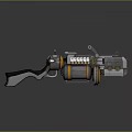 Futuristic Sci-Fi Weapon With Metallic Structure Orange Blue Accents And Mechanical Design