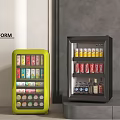 Poliform Green And Black Mini Fridges In Modern Interior Filled With Coca Cola Juices