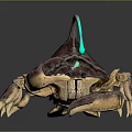 Aquatic Animal Crab With Brown Shell Blue Antenna And Golden Legs Decorative Structure