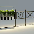 Modern Fence Designs With Flower Boxes Green Plants And Grid Patterns 3d model