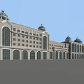 Classical Commercial Street Building With Multiple Domes Arched Windows And Grand Facade