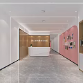 School Dance Studio With Pink Floor Pink Walls Mirrored Walls And Geometric White Ceiling Lights
