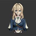 Game and Movie Character With Blonde Hair Green Eyes Blue Outfit And Bust Sculpture