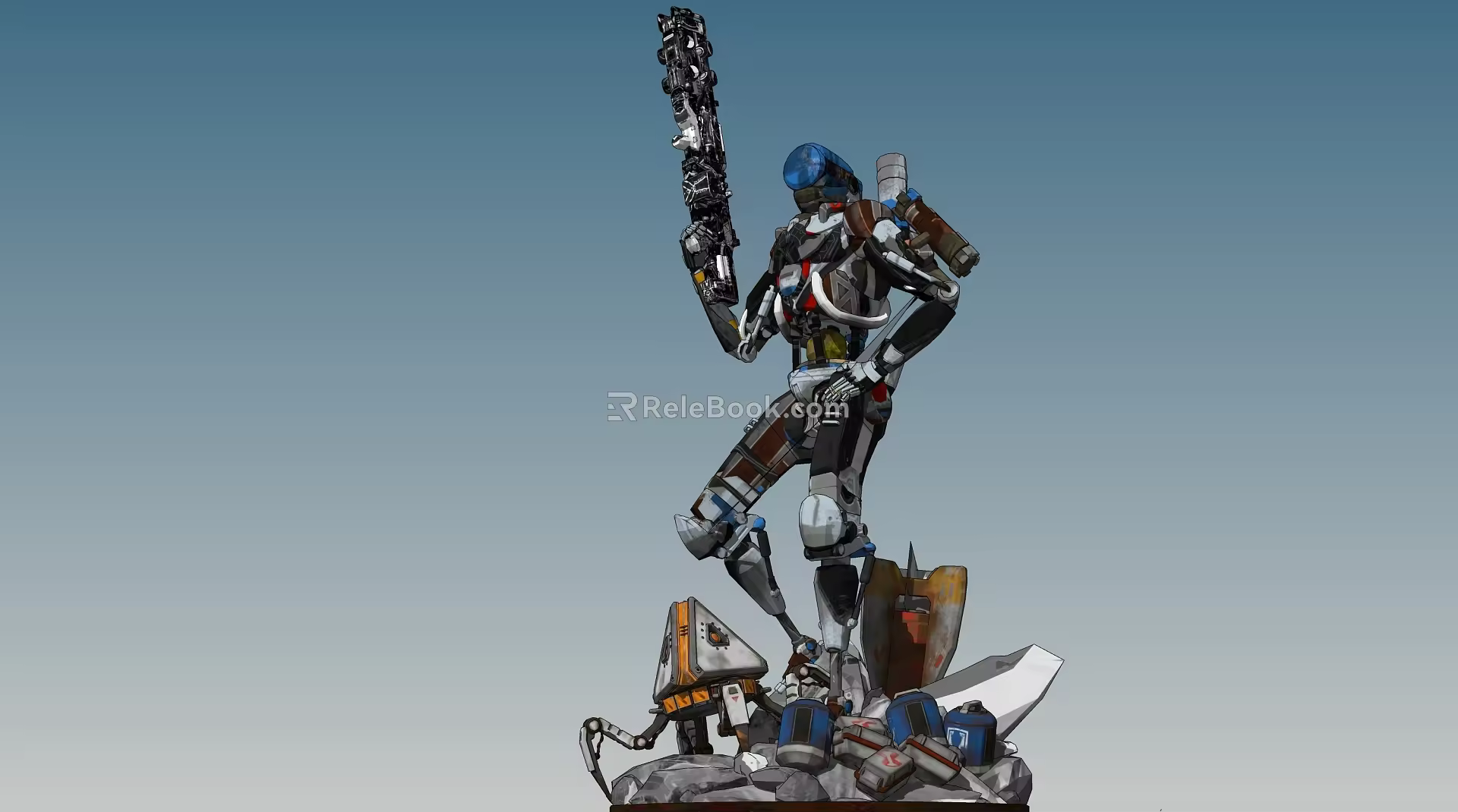 Modern robot doomsday wasteland warrior mecha sculpture 3d model