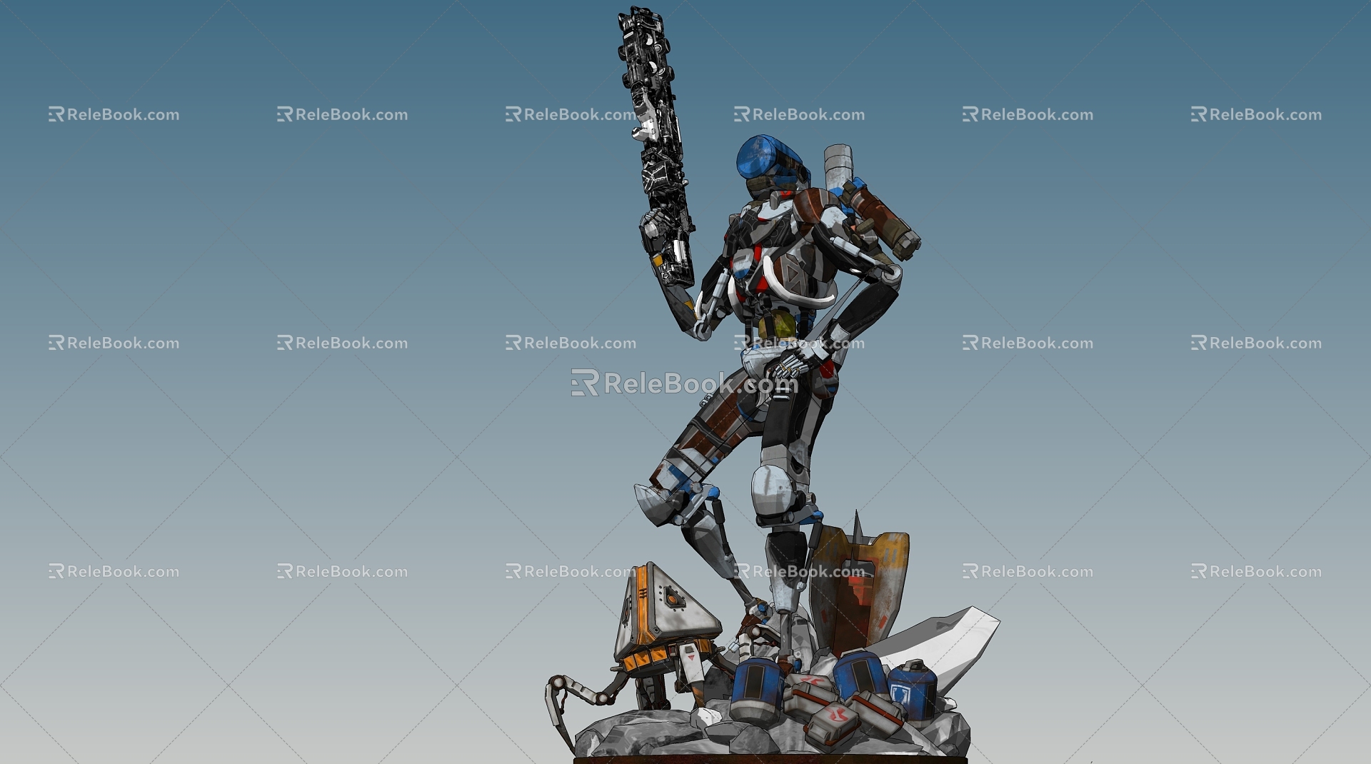 Modern robot robot doomsday wasteland warrior mecha sculpture 3d model