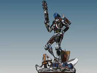 Modern robot doomsday wasteland warrior mecha sculpture 3d model
