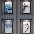 Modern Abstract Painting Hanging Picture Combination 3d model