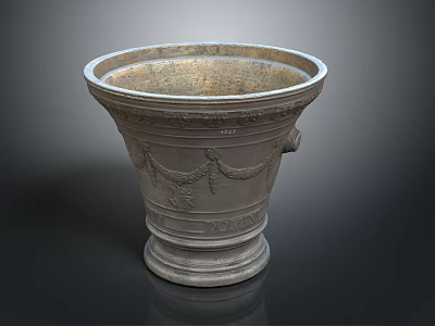 Decorative Metal Hardware Tools Storage Pot With Rope Patterns And Young Inscription 3d model