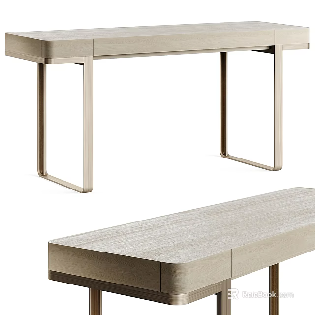 Modern Minimalist Dresser With Wooden Countertop And Metal Legs Storage Drawers 3d model 
