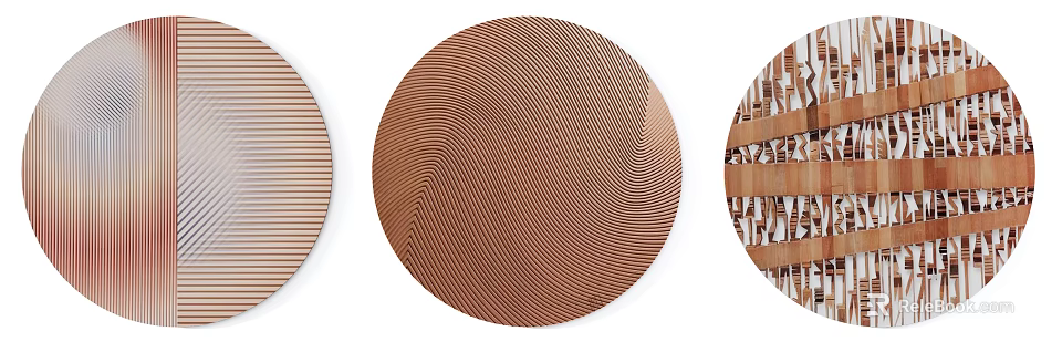 Stylish Round Framed Art With Wave Pattern And Textured Details For Home Wall Decor 3d model 