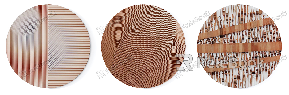 Modern round frame painting orange brown abstract pattern circular hanging picture combination model