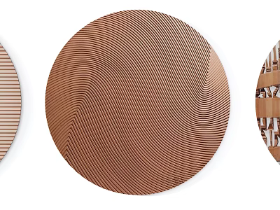 Stylish Round Framed Art With Wave Pattern And Textured Details For Home Wall Decor 3d model