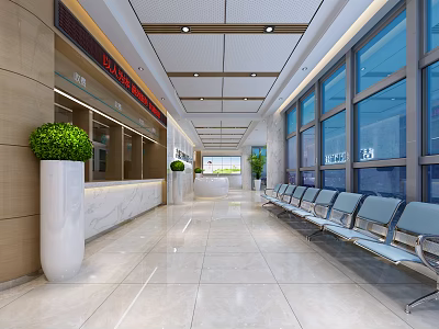 Modern Hospital Hall Hospital Hall Reception Desk Pharmacy Corridor 3d model