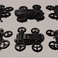 Multi Angle Views Of Futuristic Sci Fi Flying Vehicle With Detailed Design