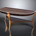 Elegant Oval Dining Table With Wooden Top And Curved Metal Trim Legs