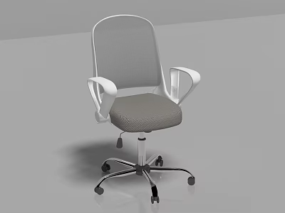 Modern Office Chair with Mesh Back Padded Seat White Frame Armrests and Rolling Base 3d model