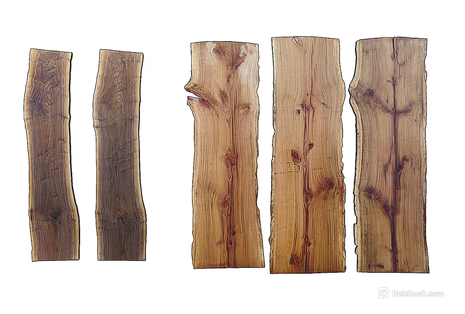 Stone and Wood Decorative Planks with Natural Grain and Unique Textures 3d model 