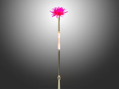 Pink Lotus Design Floor Standing Decorative Light With Elegant Metal Pole 3d model
