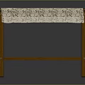 Wooden Two Tier Side Table With Patterned Tablecloth And Lower Shelf