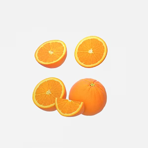kitchen fruit orange fruit plate 3d model