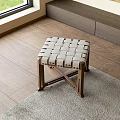 Woven Stool With Wooden Frame Woven Seat On Wooden Floor By Window And Light Rug