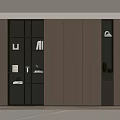 Modern Built in Wooden Bookcase With LED Lighting And Decorative Items In Interior Design