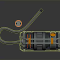 3D Rendered Mechanical Equipment With Orange Handles Gray Components And Chain