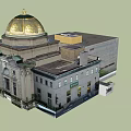 Classic European Style Architecture With Golden Dome And Stone Exterior