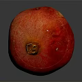 Ripe Juicy Red Pomegranate on Dark Reflective Surface with Glossy Skin