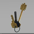 Everyday Use Keychain With Golden Silver Keys And Black Holder For Daily Essentials