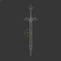 Fantasy Sword Weapon with Purple Glowing Blade and Blue Crystal Decorative Hilt