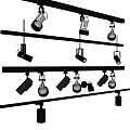 Track Mounted Downlights and Spotlights in Various Styles for Interior Lighting 3d model