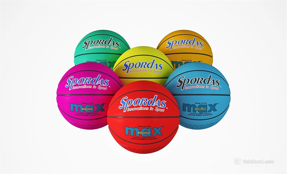 Colorful Spordas Basketballs In Assorted Hues With Max Branding For Sports Equipment 3d model 