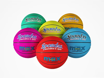 Colorful Spordas Basketballs In Assorted Hues With Max Branding For Sports Equipment 3d model