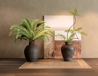 vase ornaments plant potted plant decorative painting carpet 3d model